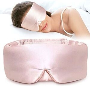 LitBear Sleep Mask Side Sleeper Eye Mask 100% 22 Momme Pure Mulberry Silk Pink